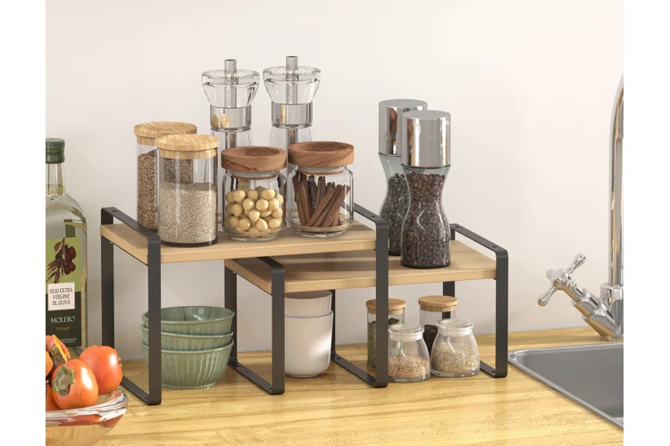 Minimal kitchen counter organization setup with containers and space-saving layout
